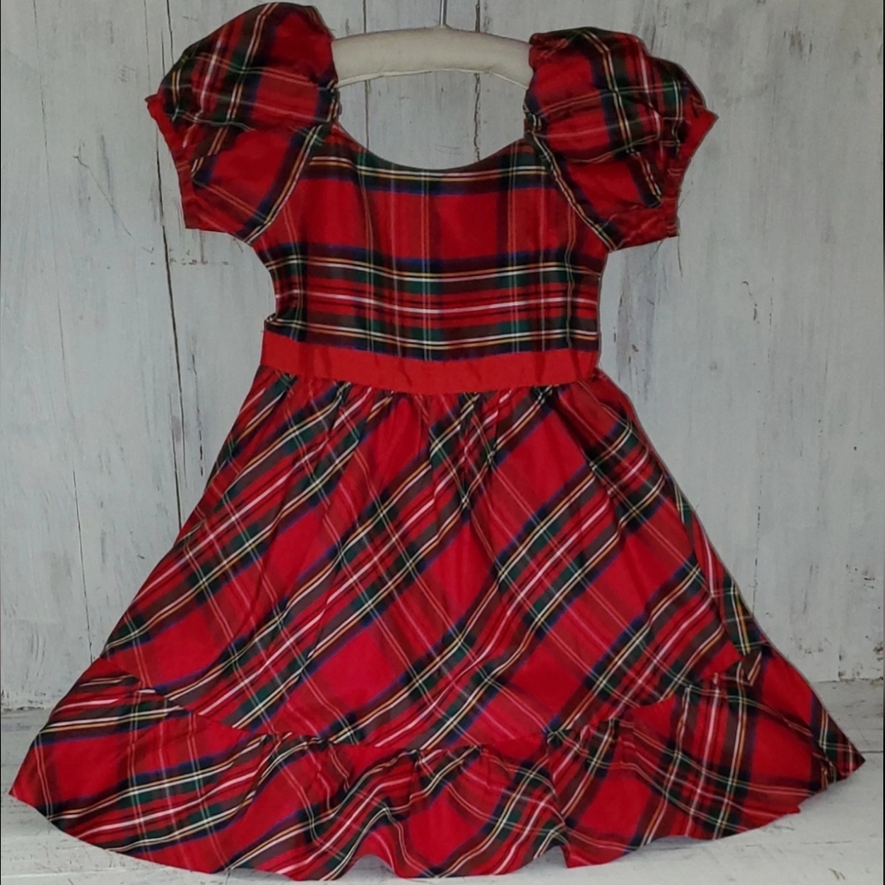 Janie and Jack Holiday Concert Red Plaid Dress Size 5